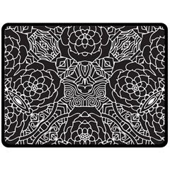 Mariager, Bold Flower Design, Black & White Double Sided Fleece Blanket (large) by Zandiepants