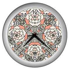 Petals In Vintage Pink, Bold Flower Design Wall Clock (silver) by Zandiepants