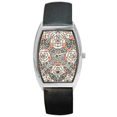 Petals In Vintage Pink, Bold Flower Design Barrel Style Metal Watch by Zandiepants