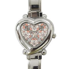 Petals In Vintage Pink, Bold Flower Design Heart Italian Charm Watch by Zandiepants