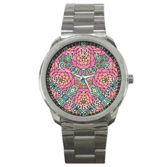 Petals, Carnival, Bold Flower Design Sport Metal Watch by Zandiepants