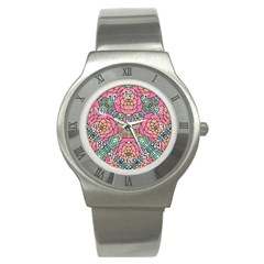 Petals, Carnival, Bold Flower Design Stainless Steel Watch