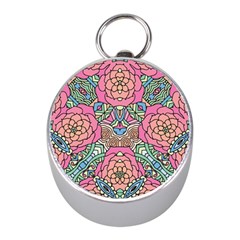 Petals, Carnival, Bold Flower Design Silver Compass (Mini)