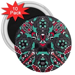 Petals In Dark & Pink, Bold Flower Design 3  Magnet (10 Pack) by Zandiepants