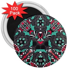 Petals In Dark & Pink, Bold Flower Design 3  Magnet (100 Pack) by Zandiepants