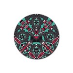 Petals in Dark & Pink, Bold Flower Design Rubber Coaster (Round) Front