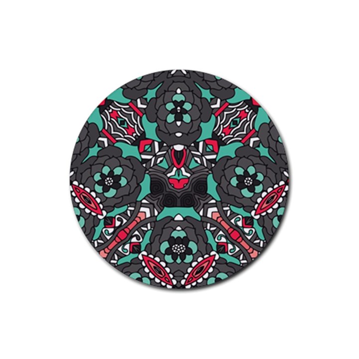 Petals in Dark & Pink, Bold Flower Design Rubber Coaster (Round)