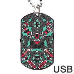 Petals In Dark & Pink, Bold Flower Design Dog Tag Usb Flash (one Side) by Zandiepants