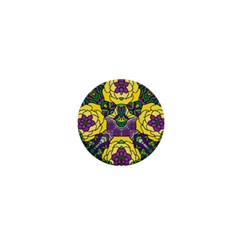 Petals In Mardi Gras Colors, Bold Floral Design 1  Mini Button by Zandiepants