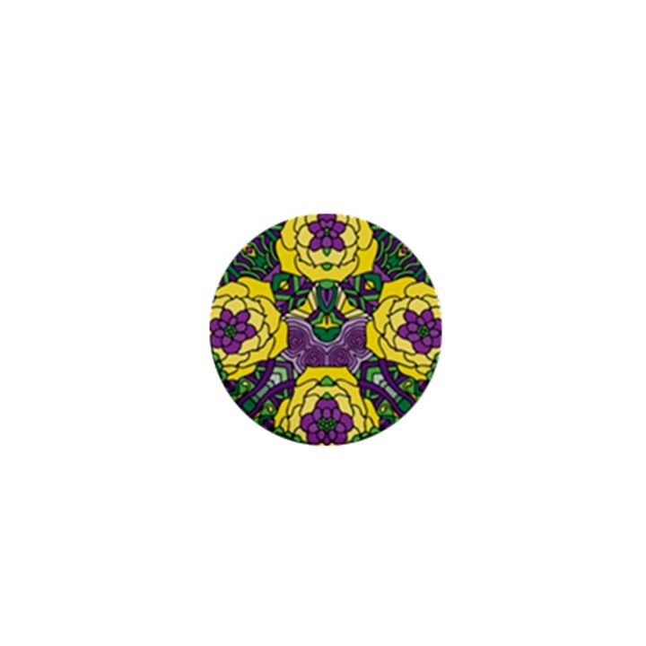 Petals in Mardi Gras colors, Bold Floral Design 1  Mini Button