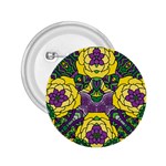 Petals in Mardi Gras colors, Bold Floral Design 2.25  Button Front