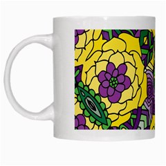 Petals In Mardi Gras Colors, Bold Floral Design White Mug by Zandiepants