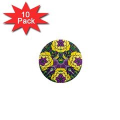 Petals In Mardi Gras Colors, Bold Floral Design 1  Mini Magnet (10 Pack)  by Zandiepants