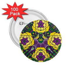 Petals In Mardi Gras Colors, Bold Floral Design 2 25  Button (100 Pack) by Zandiepants