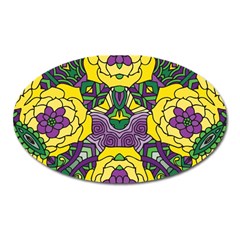 Petals In Mardi Gras Colors, Bold Floral Design Magnet (oval) by Zandiepants