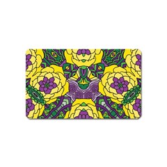 Petals In Mardi Gras Colors, Bold Floral Design Magnet (name Card) by Zandiepants