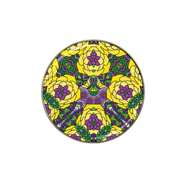 Petals in Mardi Gras colors, Bold Floral Design Hat Clip Ball Marker