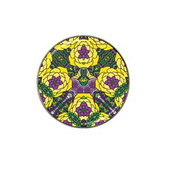 Petals In Mardi Gras Colors, Bold Floral Design Hat Clip Ball Marker (4 Pack) by Zandiepants