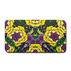 Petals In Mardi Gras Colors, Bold Floral Design Medium Bar Mat by Zandiepants