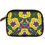 Petals in Mardi Gras colors, Bold Floral Design Digital Camera Leather Case Front