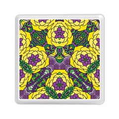 Petals In Mardi Gras Colors, Bold Floral Design Memory Card Reader (square) by Zandiepants