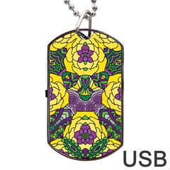 Petals In Mardi Gras Colors, Bold Floral Design Dog Tag Usb Flash (one Side) by Zandiepants