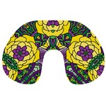 Petals in Mardi Gras colors, Bold Floral Design Travel Neck Pillow Front