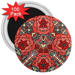 Petals In Pale Rose, Bold Flower Design 3  Magnet (100 Pack) by Zandiepants