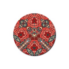 Petals In Pale Rose, Bold Flower Design Rubber Coaster (round) by Zandiepants