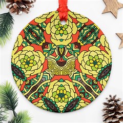 Petals, Retro Yellow, Bold Flower Design Ornament (round) by Zandiepants