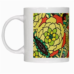 Petals, Retro Yellow, Bold Flower Design White Mug by Zandiepants