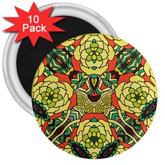 Petals, Retro Yellow, Bold Flower Design 3  Magnet (10 Pack) by Zandiepants