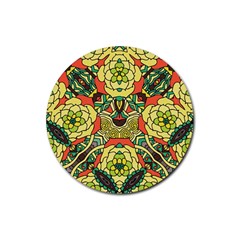 Petals, Retro Yellow, Bold Flower Design Rubber Coaster (round) by Zandiepants