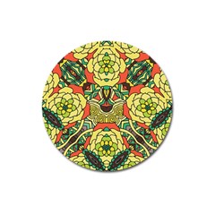 Petals, Retro Yellow, Bold Flower Design Magnet 3  (round) by Zandiepants