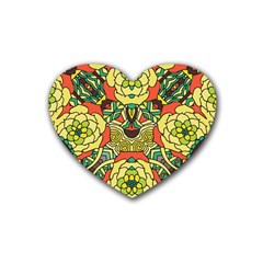 Petals, Retro Yellow, Bold Flower Design Rubber Coaster (heart) by Zandiepants