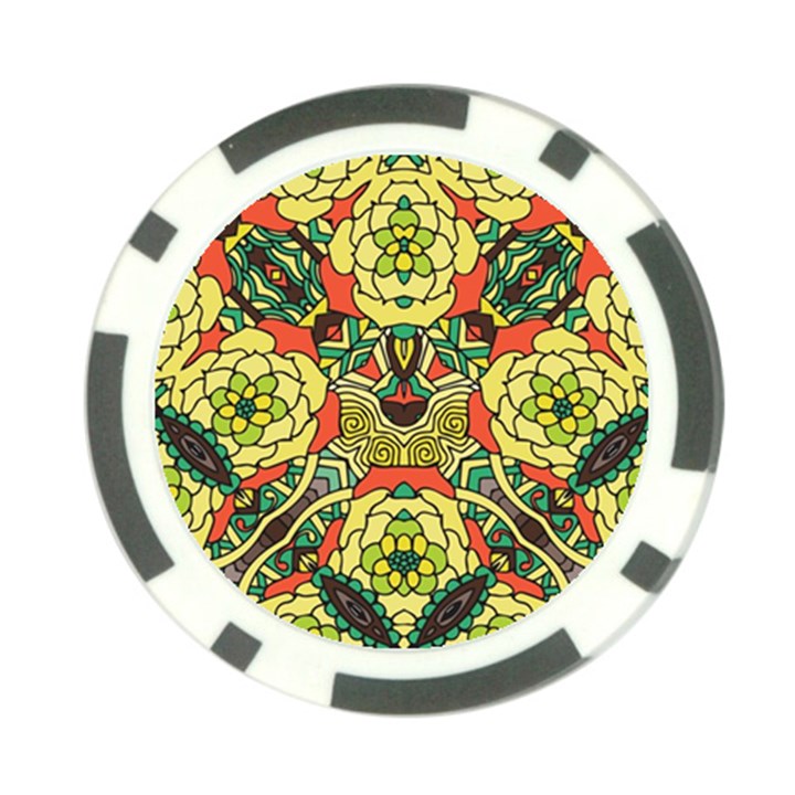 Petals, Retro Yellow, Bold Flower Design Poker Chip Card Guard (10 pack)