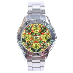 Petals, Retro Yellow, Bold Flower Design Stainless Steel Analogue Watch by Zandiepants