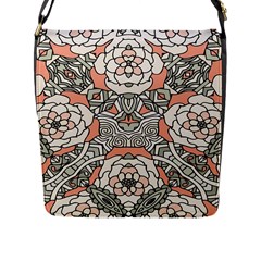 Petals In Vintage Pink, Bold Flower Design Flap Closure Messenger Bag (l) by Zandiepants