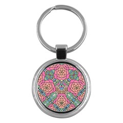 Petals, Carnival, Bold Flower Design Key Chain (round) by Zandiepants