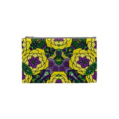 Petals In Mardi Gras Colors, Bold Floral Design Cosmetic Bag (small) by Zandiepants