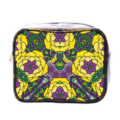 Petals In Mardi Gras Colors, Bold Floral Design Mini Toiletries Bag (one Side) by Zandiepants