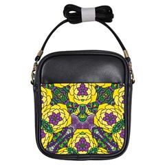 Petals In Mardi Gras Colors, Bold Floral Design Girls Sling Bag by Zandiepants