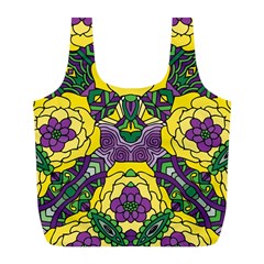 Petals In Mardi Gras Colors, Bold Floral Design Full Print Recycle Bag (l) by Zandiepants