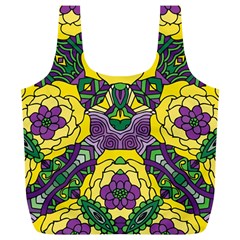 Petals In Mardi Gras Colors, Bold Floral Design Full Print Recycle Bag (xl) by Zandiepants