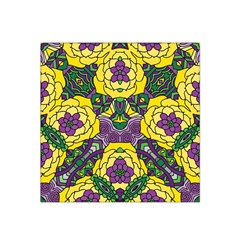 Petals In Mardi Gras Colors, Bold Floral Design Satin Bandana Scarf by Zandiepants