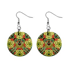 Petals, Retro Yellow, Bold Flower Design 1  Button Earrings by Zandiepants