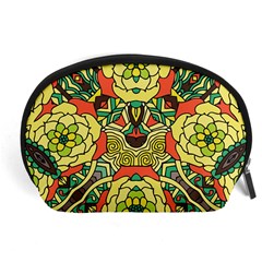 Petals, Retro Yellow, Bold Flower Design Accessory Pouch (large) by Zandiepants