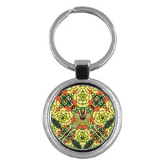 Petals, Retro Yellow, Bold Flower Design Key Chain (round) by Zandiepants