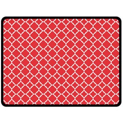 Poppy Red Quatrefoil Pattern Fleece Blanket (large) by Zandiepants