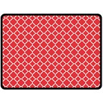 Poppy Red Quatrefoil Pattern Fleece Blanket (Large) 80 x60  Blanket Front